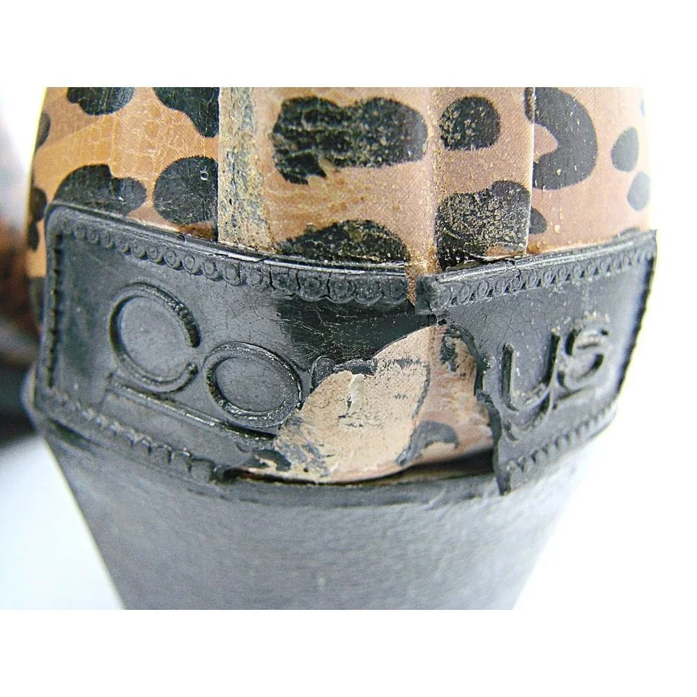 CORKYS Womens Girls Black Brown Leopard Print Cowgirl Ankle Rainboots Size US 5